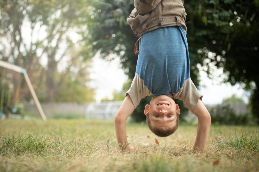 Boy doing a handstand